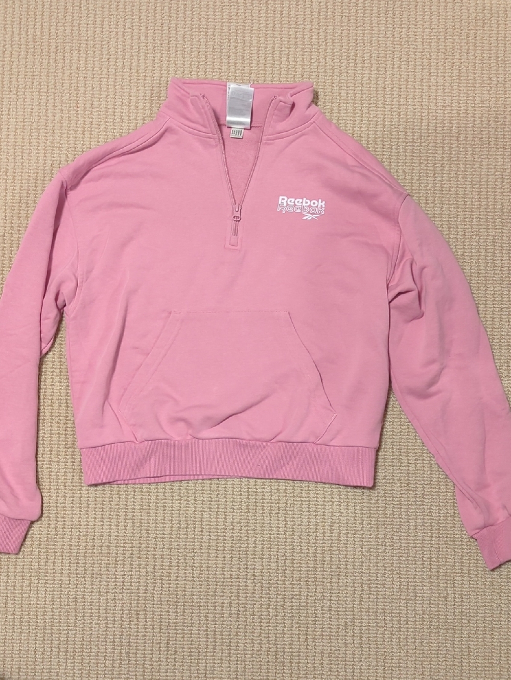 Reebok Pink Quarter-Zip Pullover Sweatshirt - Size Small